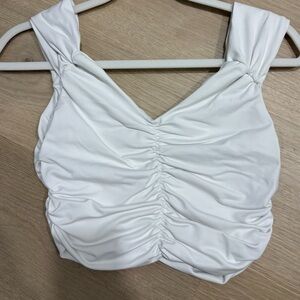 David Lerner Women’s Ruched Crop Top in White Size XS